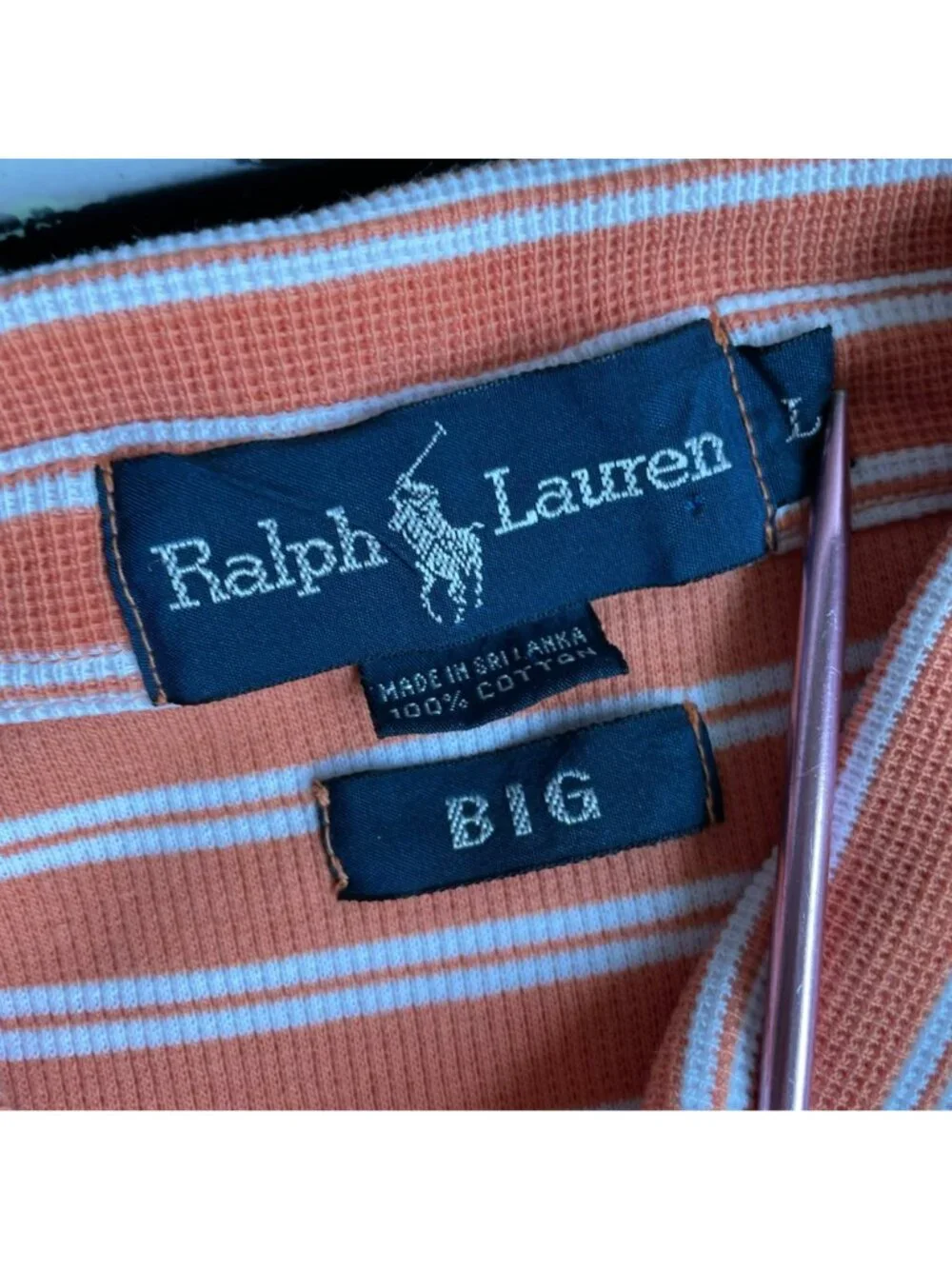 Ralph Lauren Polo Shirt Large Striped Big Shirt Short Sleeve Collared Golf Cotto
